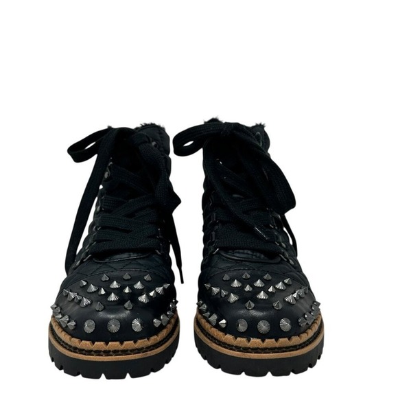 Shoes - Sam Edelman Bren Quilted Black Studded Combat‎ Boots- Women's Size 8